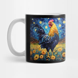 Starry Night Chicken Whimsy, Tee Triumph for Feathered Fanatics Mug